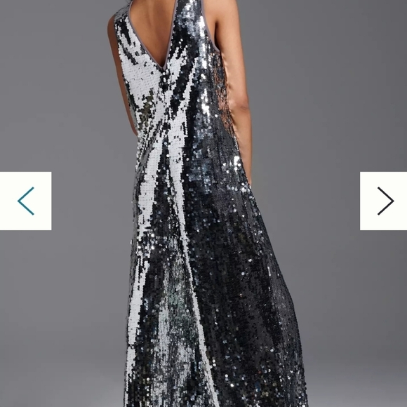 Anthropologie Maeve Shiny Shimmer Royal Copper sequin Jumpsuit Large - Picture 14 of 15